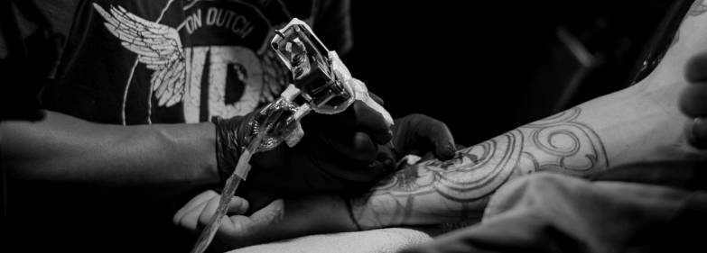 Forearm tattoo close up shot